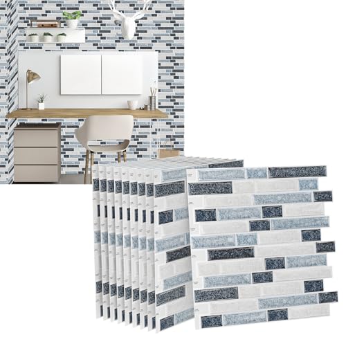 VA-Cerulean 3D Fliesenaufkleber, 10 Stück 30,5 x 30,5 cm Selbstklebende Vinyl Fliesen, Peel und Stick Backsplash, Wasserdicht, Abziehbar Klebefliesen für Küche Bad Schrank, Typ P von VA-Cerulean