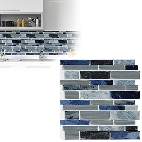 VA-Cerulean 3D Fliesenaufkleber, 10 Stück 30,5 x 30,5 cm Selbstklebende Vinyl Fliesen, Peel und Stick Backsplash, Wasserdicht, Abziehbar Klebefliesen für Küche Bad Schrank, Typ B von VA-Cerulean