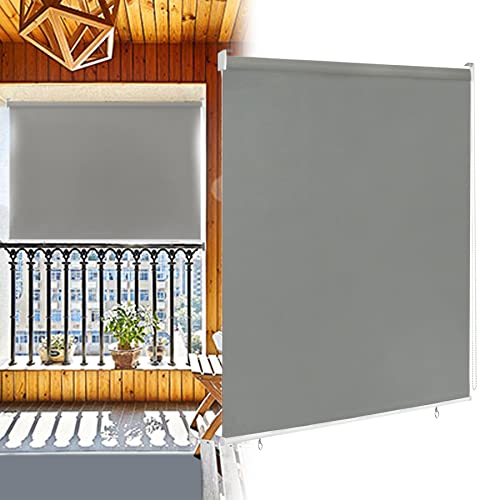 VA-Cerulean Außenrollo Senkrechtmarkise Sichtschutzrollo, Sonnenschutz, Wetterfest, Verdunkelungsrollo, Fensterrollo Balkonrollo für Fenster & Tür(140x140 cm,Grau) von VA-Cerulean