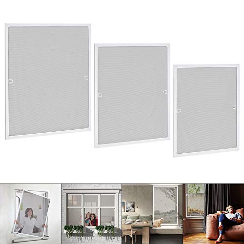 VA-Cerulean Fliegengitter Fenster Insektenschutz Fenstergitter Mückennetz Fenster Fliegenschutz Fenster Fliegenschutzgitter Moskitonetz mit Alurahmen Ohne Bohren und Schrauben 100x120cm Weiß von VA-Cerulean