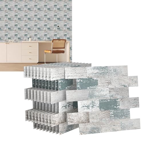 VA-Cerulean PVC Fliesenaufkleber,10 Stück 34x29cm Selbstklebende Wandfliese Sticker,Fliesensticker Fliesen Klebefolie,Abziehbar Klebefliesen für Küche Bad Schrank(Typ J) von VA-Cerulean
