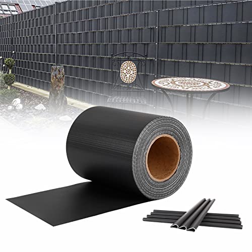 VA-Cerulean PVC Sichtschutzstreifen Sichtschutz Sichtschutzfolie für Doppelstabmatten PVC Zaun mit Zaunfolie Windschutz Stabmattenzaun Gartenzaun Blickdicht, Anthrazit (70m x 19cm) von VA-Cerulean
