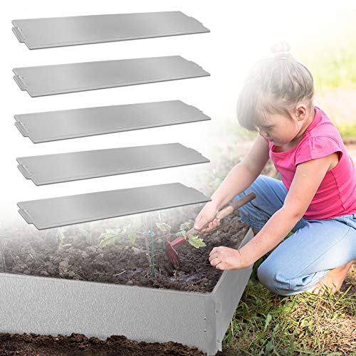 VA-Cerulean Rasenkante Metall Verzinktes, Flexibler Beeteinfassung 5 M, Beetumrandungen für Blumen Mähkante, Gartenzaun dekorativ, L 100 x H 15 cm, 5 Stücke, Silber von VA-Cerulean