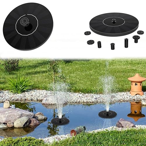 VA-Cerulean Solar Springbrunnen Teichpumpe Solarbrunnen 1.4W Solarpumpe Wasserpumpe Außen Gartenbrunnen Fontäne Pumpe mit 4 Fontänenstile für Teich Garten Fischteich Wasserspiele Gartenbedarf von VA-Cerulean