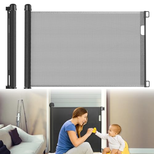 VA-Cerulean Treppenschutzgitter Ausziehbar für Kinder und Baby,150 cm Schwarz Haustiere Barriere,Abschließbar Hundeschutzgitter,Treppenschutzgitter,Absperrgitter für Haustier von VA-Cerulean