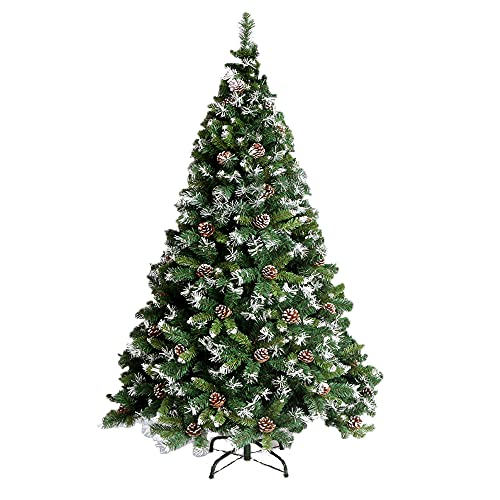 VA-Cerulean Weihnachtsbaum Künstlicher,150cm Grün PVC mit Schnee-Effekt Christbaum,Schwer entflammbar,Schnellaufbau,Weihnachtsdeko mit Ständer,Unechter Tannenbaum von VA-Cerulean