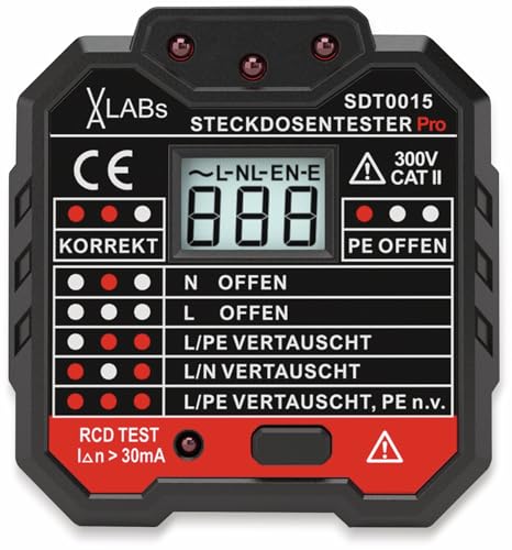 VA LABS SDT0015: Steckdosentester mit RCD-Prüfung und LCD VA LABS SDT0015: Steckdosentester mit RCD-Prüfung und LCD von VA LABs