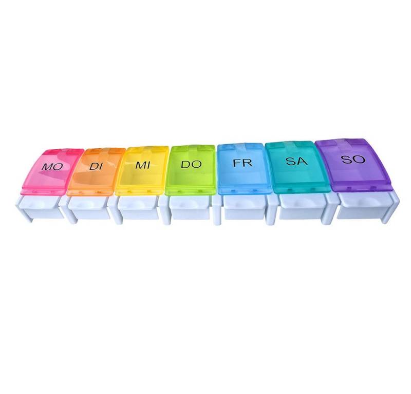 VABIONO Pillendose Tablettenbox Medikamentenbox Pillenbox Wochendosierer DESIGN (Dosierbox, 1 St., Medikamentenbox), verschiedene Farben für jeden Wochentag von VABIONO