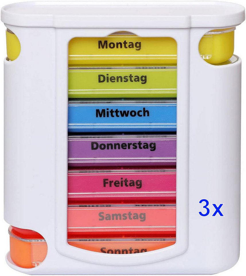 VABIONO Pillendose Tablettenbox Pillendose Pillenbox M8 Medikamentenbox 4Fächer/Tag (Deutsche Marke, 3 St., Auf Ihren Bedarf abgestimmte Menge), Kostenloser Versand von VABIONO