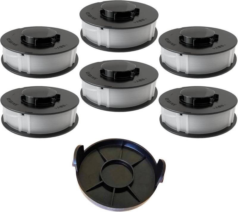 VABIONO Rasentrimmer-Ersatzspule Spulen + Deckel für ALDI Gardenline TopCraft KingCraft Trimmer 3 Stück, (7-St., 6 Ersatzspulen + 1 Spulendeckel), Kostenloser Versand von VABIONO
