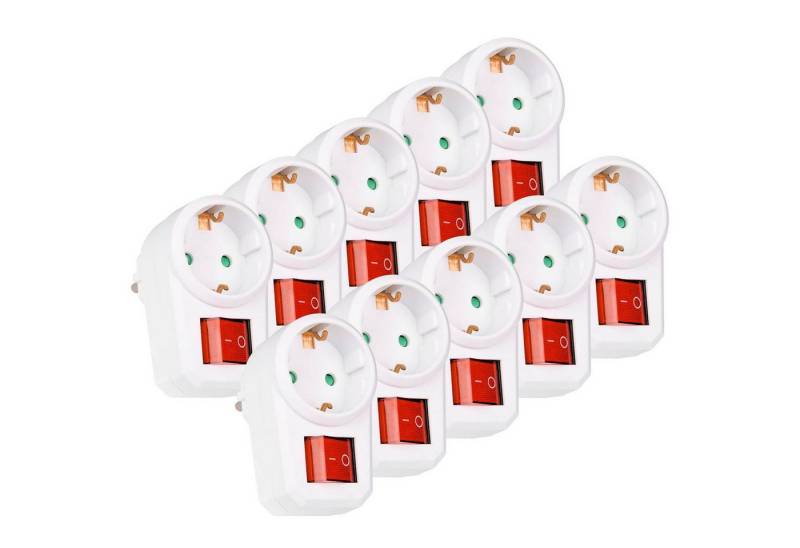 VABIONO Steckdosenschalter Zwischenstecker abschaltbar mit Ein-Aus Schalter beleutet (10er Set), max. 3500,00 W, 10er Set, 10-St., CE - GS - TÜV, kostenloser Versand von VABIONO