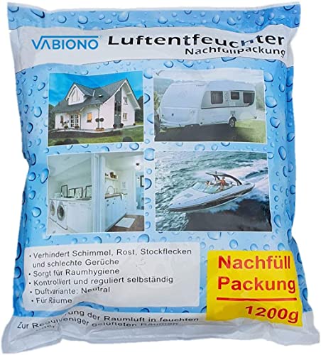 VABIONO Luftentfeuchter Nachfüllpack 1,2kg Vliesbeutel Granulat für Raumentfeuchter zum Nachfüllen (6 x 1,2kg Nachfüller - Granulat 2,78 €/kg) von VABIONO