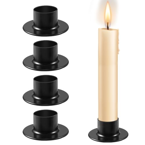VABNEER Kerzenhalter, 4 Stück Eisen Kegel Kerze Stand Vintage Retro Kerzenständer für Thanksgiving Hochzeit Weihnachten Party Home Decoration, Schwarz von VABNEER