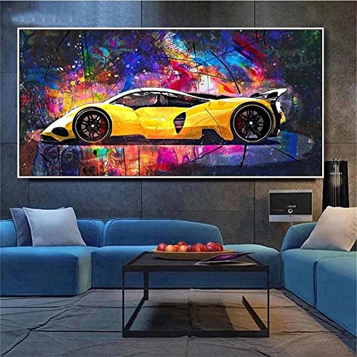 5D Diamant Painting Bilder Full Groß, Cooler Sportwagen 40x80cm Diamant Malerei für Erwachsene & Kinder, DIY Diamond Painting Set Strass Stickerei Kreuzstich Handwerk für Wand Dekor Geschenk von VABUN