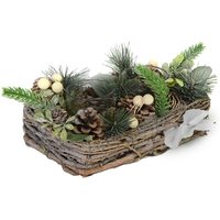 Vacchetti - 2er Kerzenhalter mit Tannenzapfen und weißen Beeren cm20x13h8 von VACCHETTI