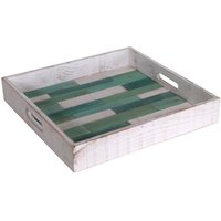 Quadratisches Tablett aus weißgrünem Holz am Meer cm37x37h6 von VACCHETTI