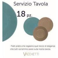 Servierplatte 18 Stück Türkis-Taupe cm27x27h26 von VACCHETTI