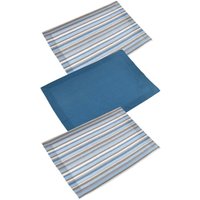 Vacchetti - Set mit 3 Stück blauer garngefärbter Streifenleinwand cm50x70 von VACCHETTI