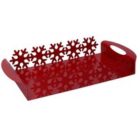 Vacchetti - Rechteckiges rotes Schneeflocken-Metalltablett cm41x20h6,5 von VACCHETTI