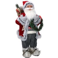 Vacchetti - Stoff Weihnachtsmann mit Geschenken und grau-roter Girlande 30x17,5h65 cm Vacchetti - Stoff Weihnachtsmann mit Geschenken und grau-roter Girlande 30x17,5h65 cm von VACCHETTI