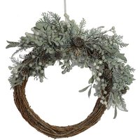 Vacchetti - Verschneiter Rosenkranz mit braunen Tannenzapfen cm51x46h12 von VACCHETTI