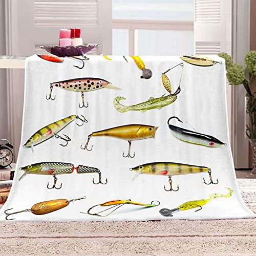 VACSAX Flanelldecke Klein 3D Bunte Angelhaken Jungen Junge Teenager Mädchen Extra Weich Wohndecke Mikrofaser Kuscheldecke 80x100Cm Druck Wohndecke Fleece Sofadecke Für Kinder&Erwachsene Digitaldruck von VACSAX