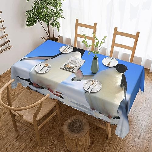 VACSAX Rechteckige Tischdecke, 137 x 183 cm, wasserdicht, Pinguin-Druck, Tischdecke, dekorativer Stoff, Tischdecke für Esstisch, Buffet, Partys, Camping von VACSAX