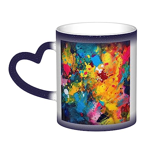 VACSAX Wärme-ändernde Tasse keramische Kaffeetassen Bunte abstrakte Malerei Druck Hitzeempfindliche Porzellan Teetasse von VACSAX