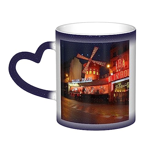 VACSAX Wärmewechselnde Tasse Keramik Kaffeetassen Moulin Rouge Druck Hitzeempfindliche Porzellan Teetasse von VACSAX