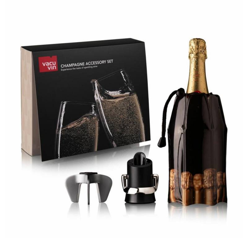 VACUVIN Sektkühler Champagner Accessoire Geschenkset 3-tlg., mit Zubehör von VACUVIN