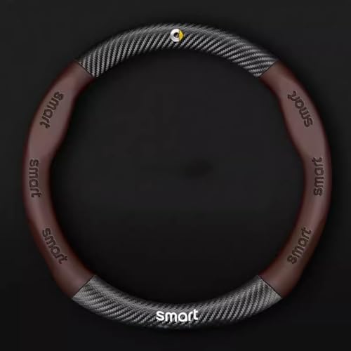 VAEVEN Auto Lenkradbezug für Benz Smart 450 451 453 Fortwo Forfour, Anti Rutsch Atmungsaktiv Mikrofaser Leder Auto Lenkradabdeckung, Auto Lenkradschutz Lenkradbezug Zubehör,C Brown von VAEVEN