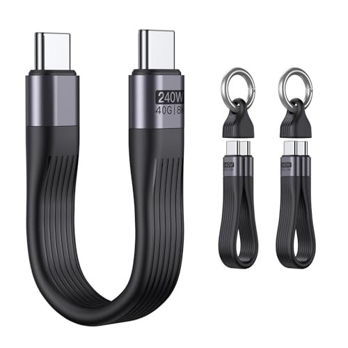 VAFOTON 240W USB C Kabel Kurz/USB C auf USB C Kabel Kurz 13cm/USB4.0 PD3.1 Schnellladekabel(2Pack), 40Gbps Datenübertragung, 8K 60Hz Videoübertragung, Thunderbolt 3/4 for 1Phone16/15, MaBook/1Pad,VR von VAFOTON