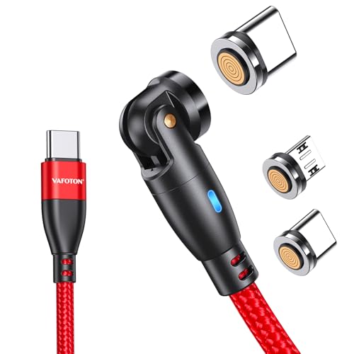 VAFOTON 9Pin USB C Magnet Ladekabel 2M, PD 60W Schnellladung Magnetisches Ladekabel, 540° Magnetkabel für Type C/Micro USB von VAFOTON