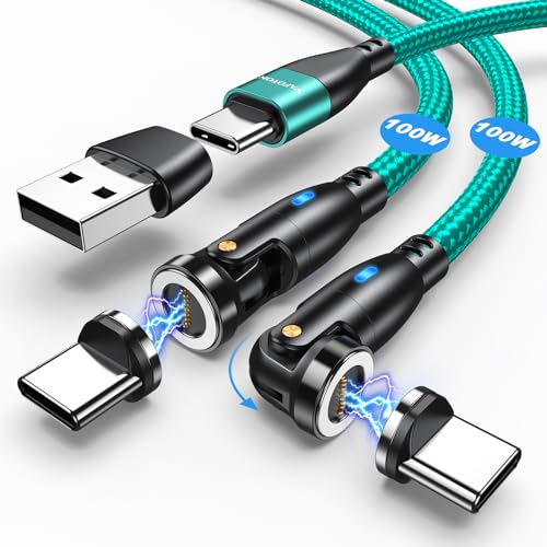 VAFOTON USB C Magnet Ladekabel 100W (2Pack, 1.8m/1m), 9Pins Schnellladung, USB C/A auf Typ C Datenkabel, 5A Magnetisch für Galaxy S23/Tablet/Laptop/MaBook Grün von VAFOTON