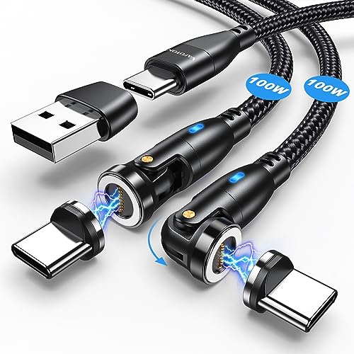 VAFOTON USB C Magnet Ladekabel 100W (2Pack, 1.8m/1m), 9Pins Schnellladung Magnetisches Ladekabel, USB C/A auf Typ C Magnetisches Datenkabel, 5A Kabel Magnetisch für Galaxy S23/Tablet/Laptop/MaBook von VAFOTON