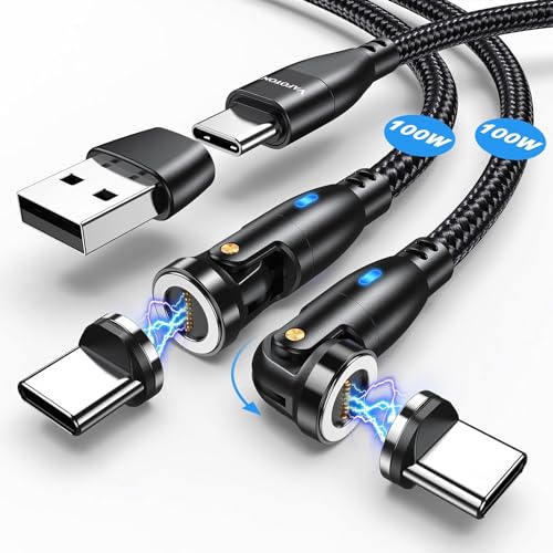 VAFOTON USB C Magnet Ladekabel 100W (2Pack, 1.8m/1m), 9Pins Schnellladung Magnetisches Ladekabel, USB C/A auf Typ C Magnetisches Datenkabel, 5A Ladekabel Magnetisch für Galaxy S23/Tablet/Laptop/MaBook von VAFOTON