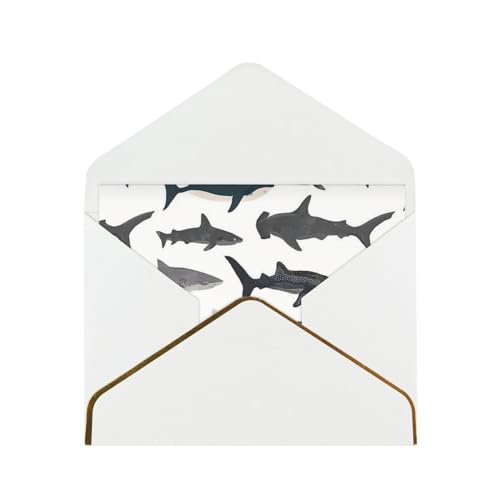 Elegante Papier-Grußkarte mit Fisch und Hai, für Einzelpersonen, die besondere Anlässe feiern, Bürokollegen, Familien und Freunde, die Grüße austauschen von VAGILO
