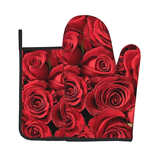 Red Rose Ofenhandschuhe und Topflappen-Sets – Küchensets für sicheres Kochen – für Zuhause, Küche, Restaurant, Grillen im Freien und Catering-Services von VAGILO