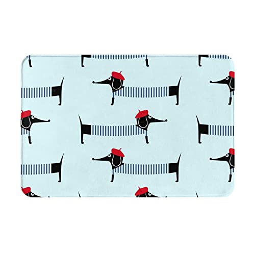 VAGILO Flanell-Fußmatte, Motiv: Pariser Dackel, 40,6 x 61 cm, leicht zu reinigen und langlebig, für alle Jahreszeiten, Küchenmatte, Badezimmer-Fußmatte, Outdoor-Matte, Innenmatte von VAGILO