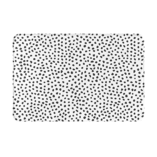 VAGILO Flanell-Fußmatte, Schwarz und Weiß, gepunktet, 40,6 x 61 cm, leicht zu reinigen und langlebig, für alle Jahreszeiten, Küchenmatte, Badezimmer-Fußmatte, Outdoor-Matte, Indoor-Matte von VAGILO