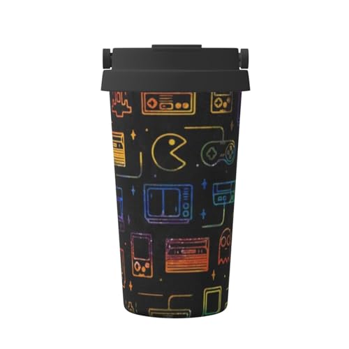 VAGILO Game Video Gaming Muster Tragen Isolierter Kaffeebecher - Stilvoller und tragbarer Thermo-Kaffeebecher für heiße und kalte Getränke Outdoor Kaffeebecher Büro Kaffeebecher Camping Kaffeebecher von VAGILO