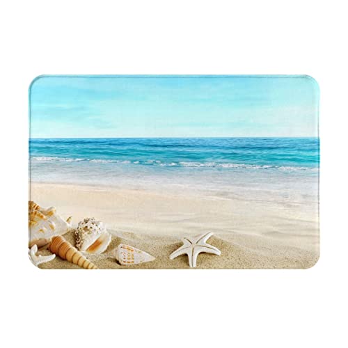 VAGILO Seashells Flanell-Fußmatte, 40,6 x 61 cm, leicht zu reinigen und langlebig, für alle Jahreszeiten, Küchenmatte, Badezimmer, Fußmatte, Outdoor-Matte, Innenmatte von VAGILO