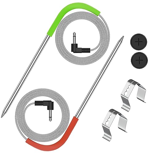 Ersatz-Fleischsonde für Pit Boss, Pelletgrill und Pellet-Smoker, 3,5 mm Stecker, 2 Stück, Fleischsonden mit Grillclip-Zubehör (verbesserte Version) von VAGLOBA