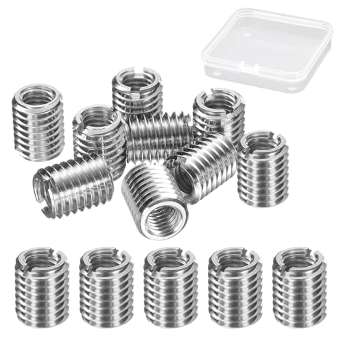 14 Stück Gewindeeinsatz M12 auf M10 x 15mm Gewindehülse Edelstahl Gewindeadapter mit Aufbewahrungsbox Gewindebuchse Einschraubmutter Gewindereduziermutter Repair Tool Innengewinde Metrisch von VAIGU:OA