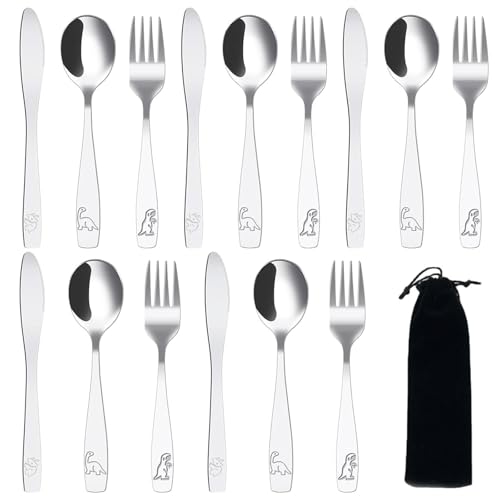 15 Stück Kinderbesteck Edelstahl - 5 x Gabeln 5 x Löffel 5 x Messer mit Dinosaurier Gravur Kinder Besteck Set mit Tieraufdruck Besteck Kinder ab 3 Jahre Kinderbesteck Mit Gravur für Kinderzeit, Silber 15 Stück Kinderbesteck Edelstahl - 5 x Gabeln 5 x Löffel 5 x Messer mit Dinosaurier Gravur Kinder Besteck Set mit Tieraufdruck Besteck Kinder ab 3 Jahre Kinderbesteck Mit Gravur für Kinderzeit, Silber von VAIGU:OA