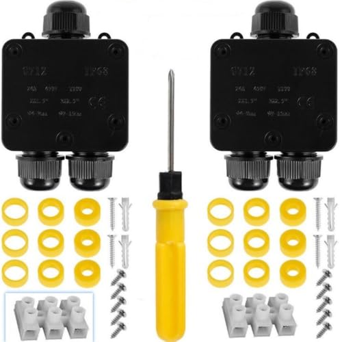 2 Stück Abzweigdose Wasserdicht, 3 Wege Verteilerdose Außen IP68 Wasserdicht mit Gummiringe, Abzweigdose Elektrischer Außenverteilerdose Erdkabel Klemmdose Verbindungsdose für Kabel 4-15mm Durchmesser 2 Stück Abzweigdose Wasserdicht, 3 Wege Verteilerdose Außen IP68 Wasserdicht mit Gummiringe, Abzweigdose Elektrischer Außenverteilerdose Erdkabel Klemmdose Verbindungsdose für Kabel 4-15mm Durchmesser von VAIGU:OA