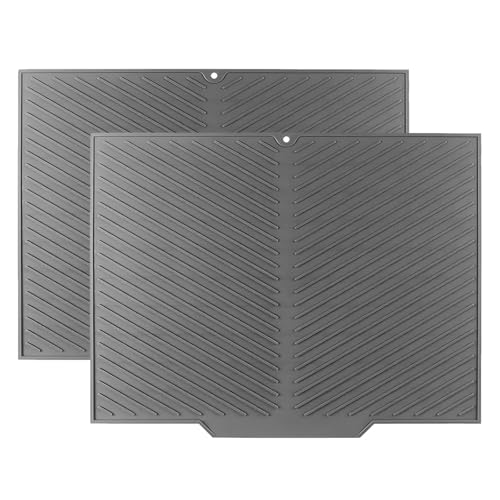 2pcs Abtropfmatte Geschirr mit Ablauf - 40 X 30 cm Silikon Abtropfmatte, Küche Faltbare Geschirrmatte, Hitzebeständige Rutschfeste Geschirrmatte Spüle für Optimalen Wasserablauf Dish Drying Mat 2pcs Abtropfmatte Geschirr mit Ablauf - 40 X 30 cm Silikon Abtropfmatte, Küche Faltbare Geschirrmatte, Hitzebeständige Rutschfeste Geschirrmatte Spüle für Optimalen Wasserablauf Dish Drying Mat von VAIGU:OA