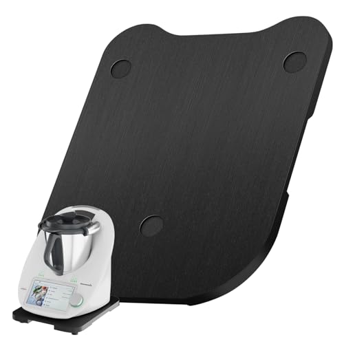 Gleitbrett für Thermomix TM6/TM5 - Premium Bambus Brett für Thermomix mit Rollen, Flüssiges Gleiten, Schnelles Bewegen Rollbrett Küchenmaschine für Quarz, Holz und Granitarbeitsfläche (Schwarze) von VAIGU:OA