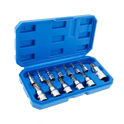 Lmbusnussen Satz 13-tlg Innensechskant Nuss Satz 1/4 3/8 1/2 Zoll Sechskant Steckschlüssel Set 2-14 mm Allen Key Socket Set mit Bewahrungsbox, für Schlagschrauber, Drehmomentschlüssel T8-T70 von VAIGU:OA