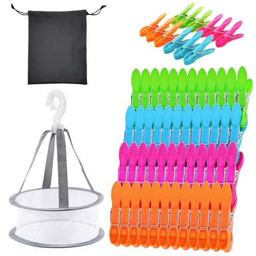 Wäscheklammern with wäscheklammern Korb - 48 Stück Bunt Windfeste Wäscheklammer Ohne Abdruck, 4 Farben Plastik Wäscheklammer mit Aufbewahrungstasche für Wäscheleinen Handtuch Kleidung Socken Papier Wäscheklammern with wäscheklammern Korb - 48 Stück Bunt Windfeste Wäscheklammer Ohne Abdruck, 4 Farben Plastik Wäscheklammer mit Aufbewahrungstasche für Wäscheleinen Handtuch Kleidung Socken Papier von VAIGU:OA